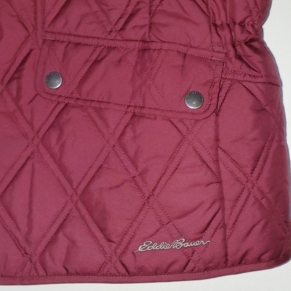 Eddie Bauer women's XL maroon button down puffer vest - Picture 2 of 6